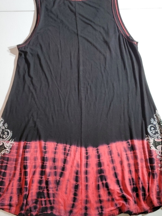 Vocal 3XL Whimsigoth Grunge Black & Tie Dye Pink Cross Tank Tunic Top - Picture 7 of 9